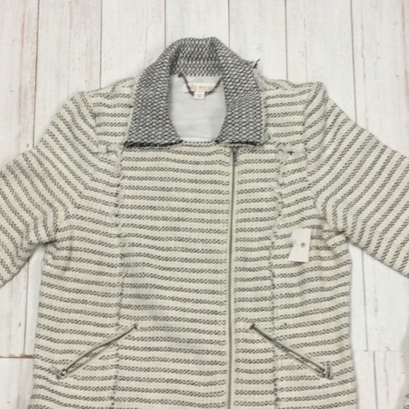 Ella Moss Salinas Stripe Tweed Moto Jacket. - Picture 15 of 16